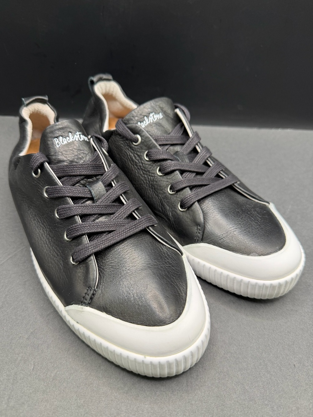 Blackstone: RL-78 Black Leather Low-Top Sneakers- Size:41